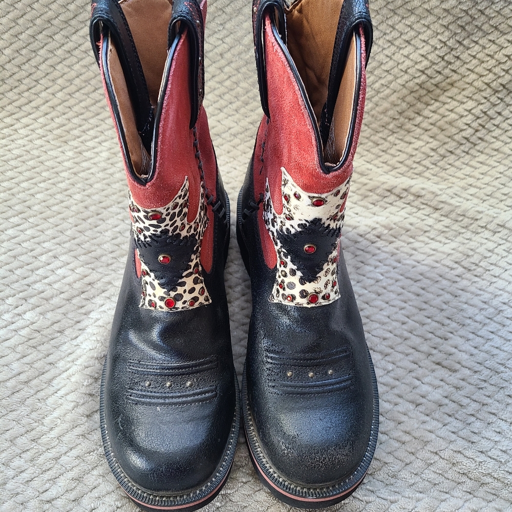 Ariat Fatbaby Red Cheetah Print Cross Boots